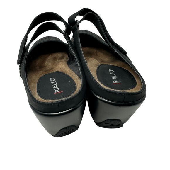 Rialto Black Vegan Maryjane Slip On Mules with Star Cutouts Size 10M - Picture 2 of 5